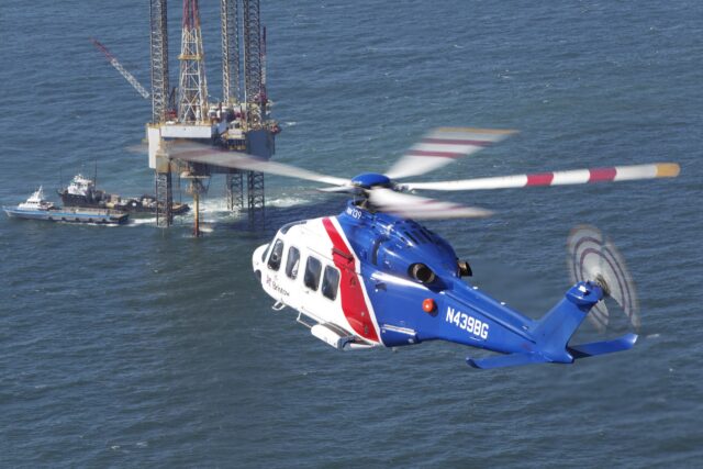 Bristow Group AW139 approaching an oil rig
