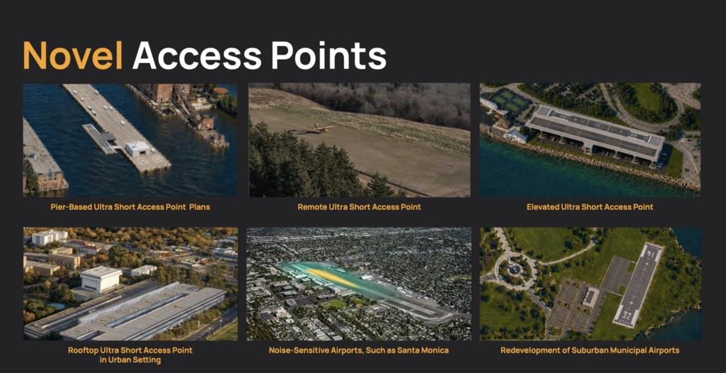 Electra novel access points for regional air travel network