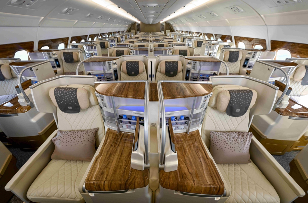 Emirates business class Airbus A380 upper deck