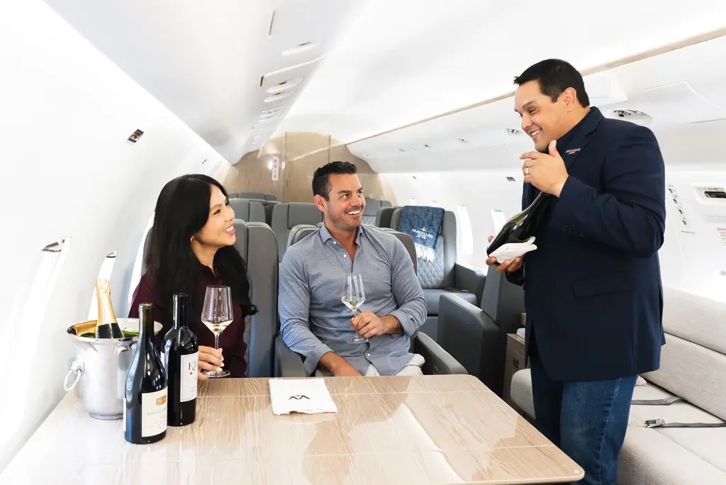 Magellan Jets in-flight wine tasting