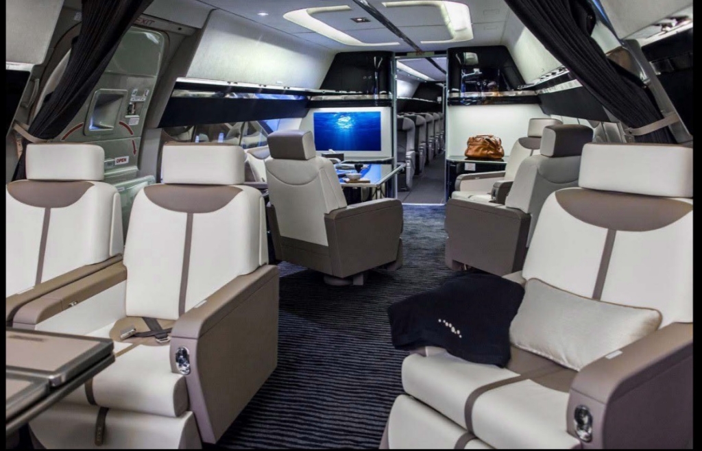 Elevate Jet Boeing 757 private jet interior