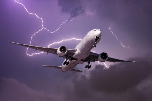 Aircraft being hit by lightning