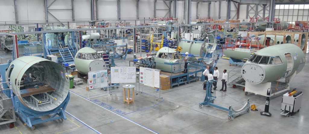 Dassault assembly line for the falcon private jet
