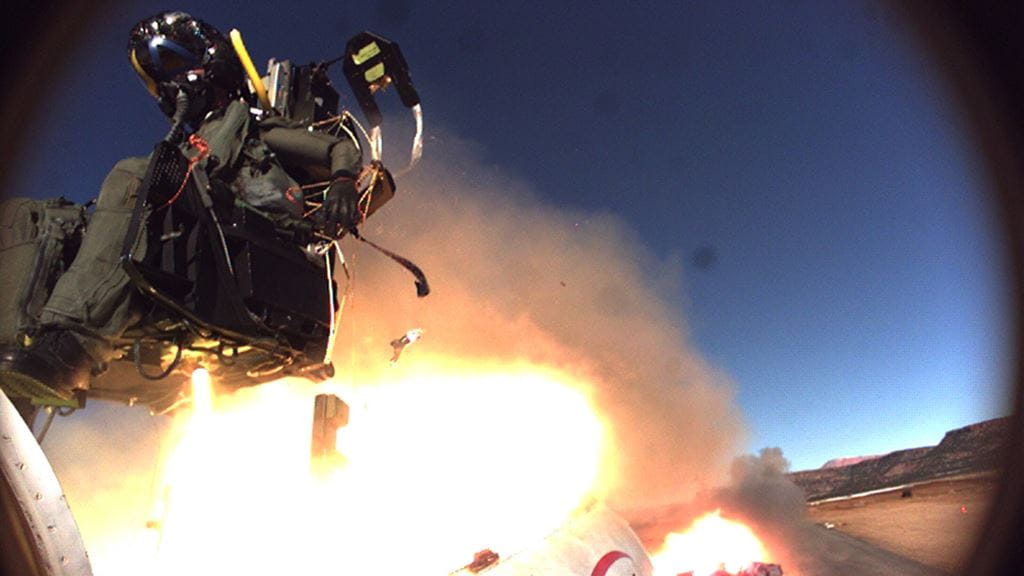 F-15E pilot ejecting using the ACES ejector seat
