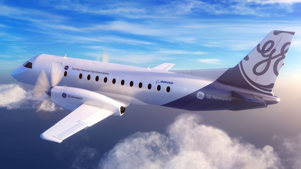 GE Aerospace hybrid electric aircraft mock up
