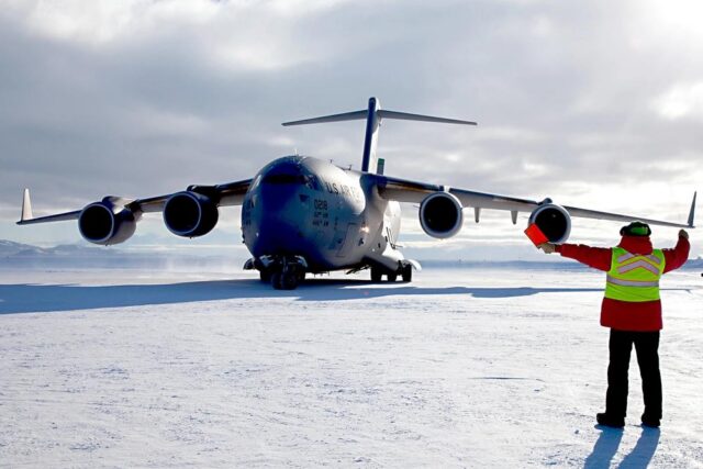 Ice runway landing