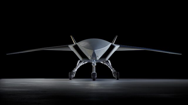 This image offers a good first look at the new forward profile of the Block 3-standard MQ-28 Ghost Bat. Its wings are 25% larger, boosting the aircraft's overall MTOW, range, payload capacity and endurance. Image: Boeing