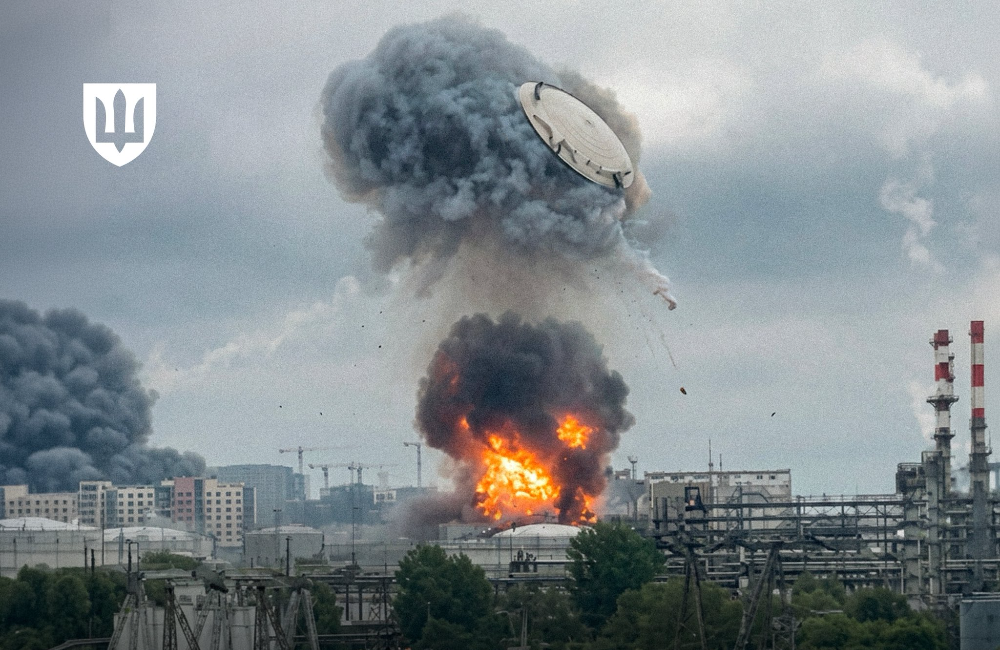 Russian oil tank roof exploding