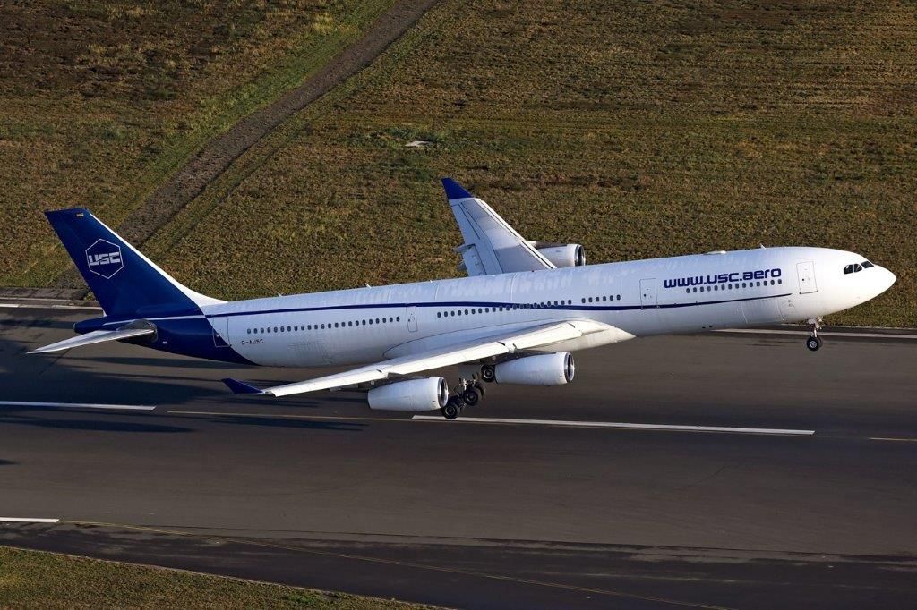 USC Airbus A340-300 takeoff