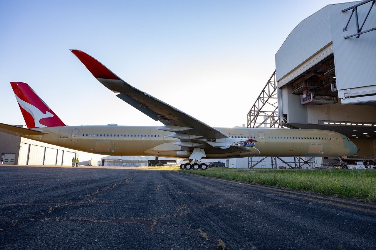 Qantas second A350-1000ULR enters paint shop