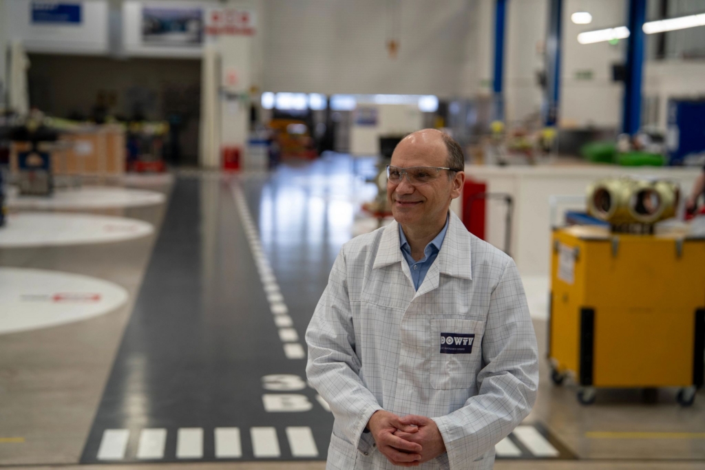 Jonathan Chesney, technical director at Dowty, during a media tour