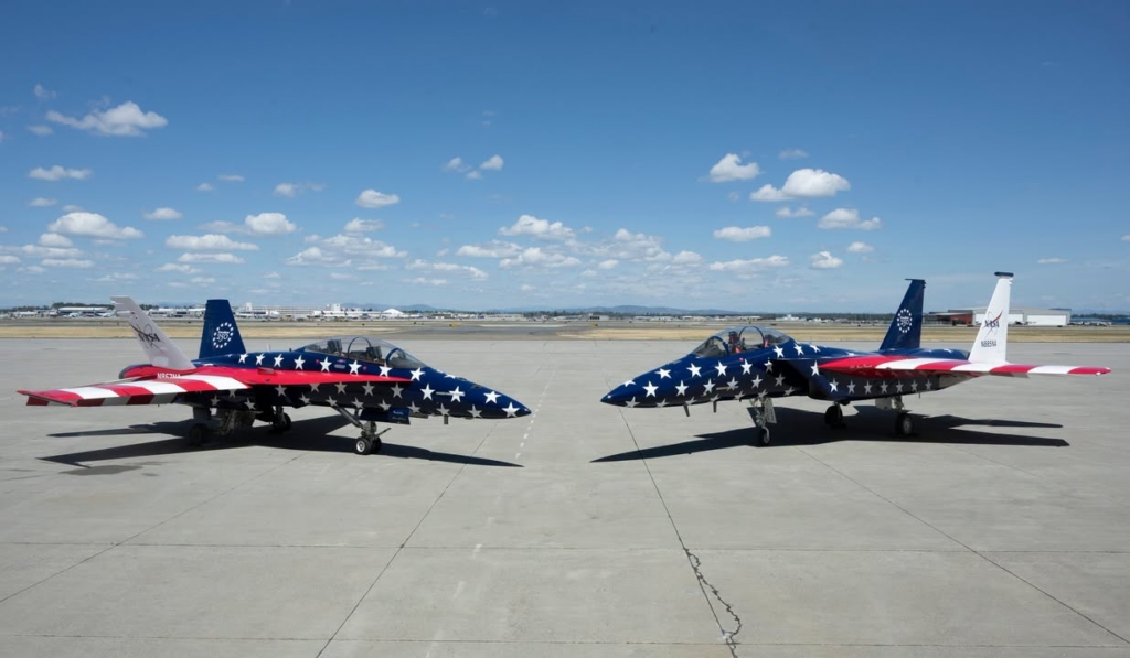 NASA F-15 and F/A-18 with america anniversary livery