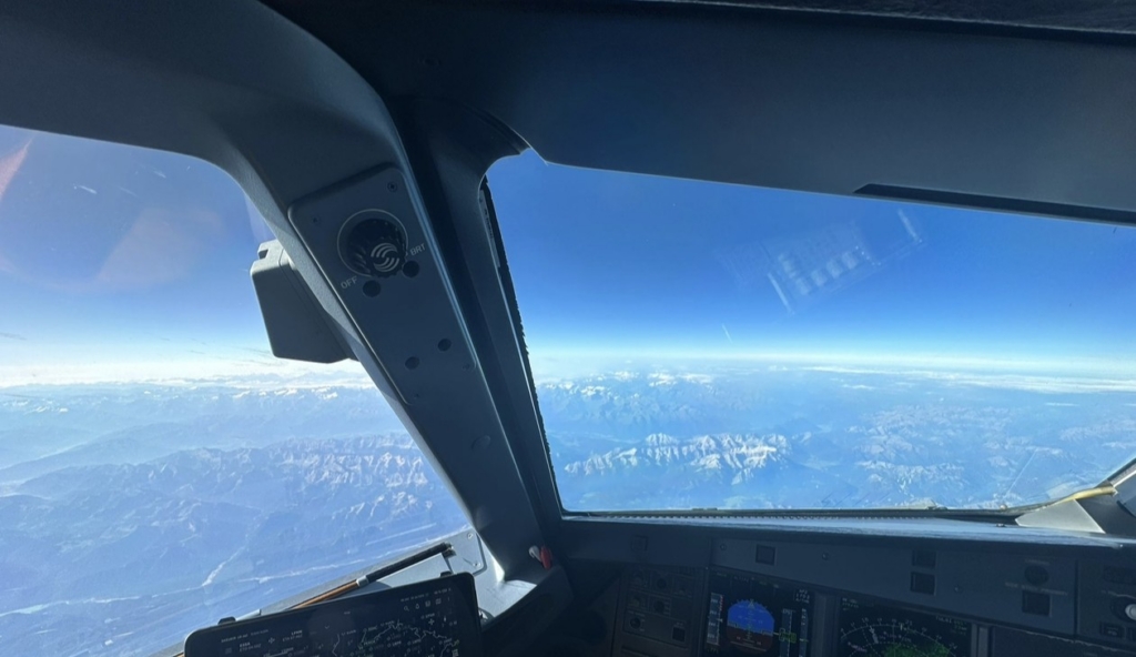 Window view from a commercial flight deck
