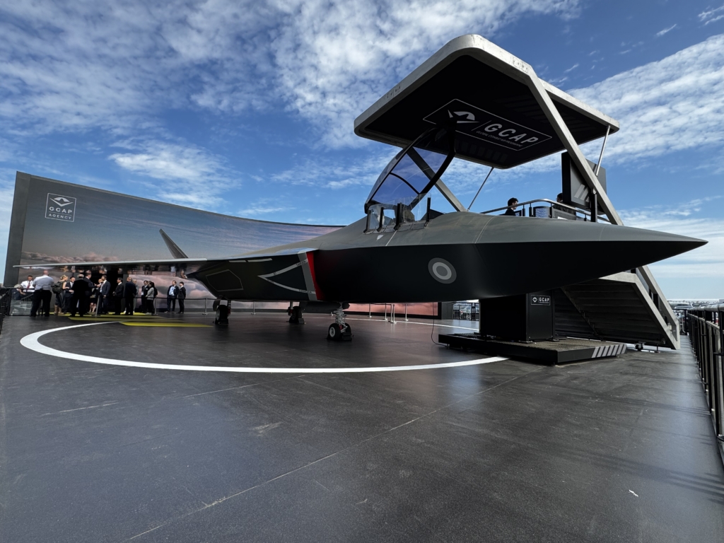 The latest GCAP mock-up on display at the Edgewing chalet during the Farnborough International Airshow 2026. Image: Khalem Chapman