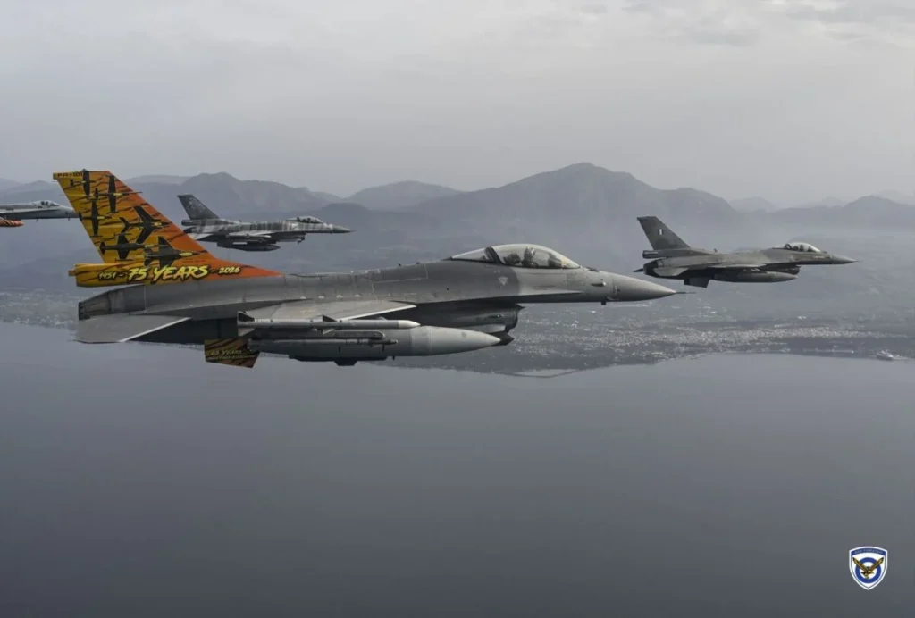 Hellenic Air Force F-16 with tiger livery