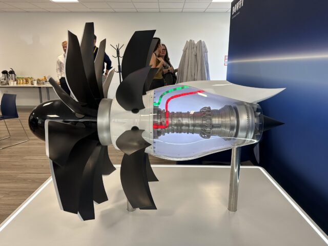 CFM RISE open fan engine on display at Dowty headquarters