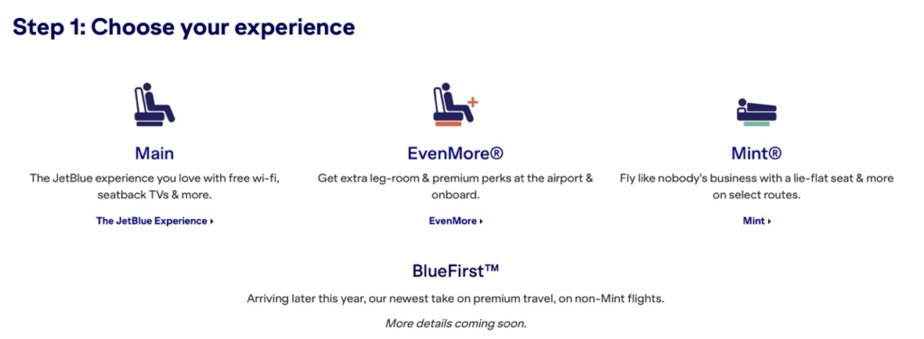 JetBlue new fare tiers