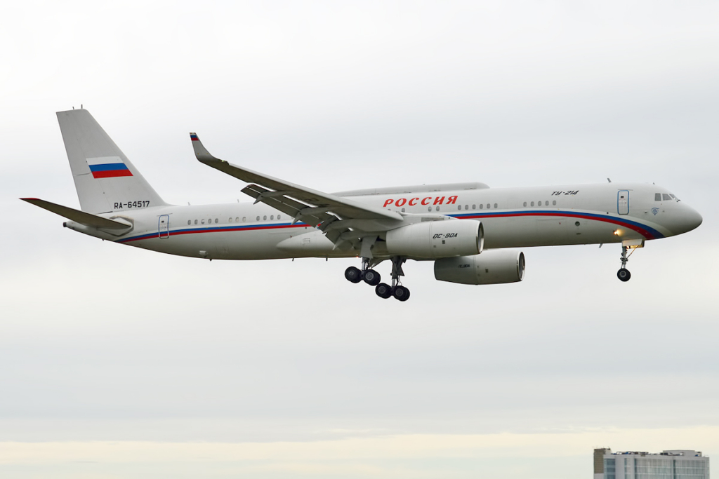 Russian Tupolev Tu-214PU in flight on its way to Iran
