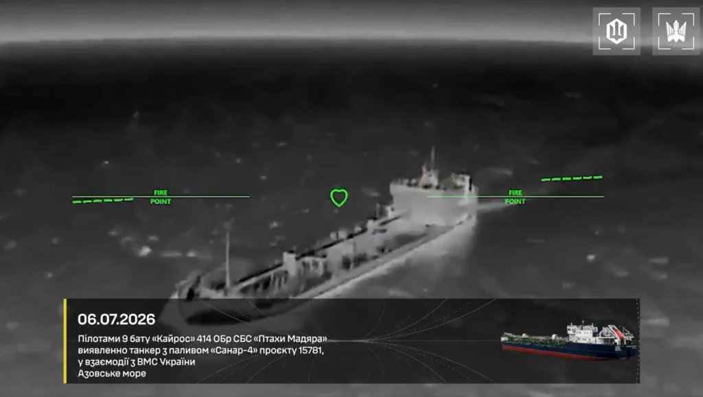Russian riverine tanker being attacked by drone