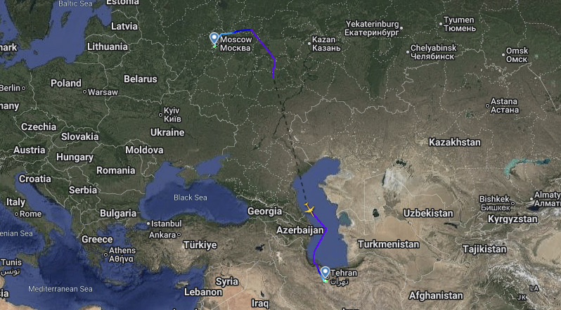 Russian Tu-124 travelled from Moscow to Tehran