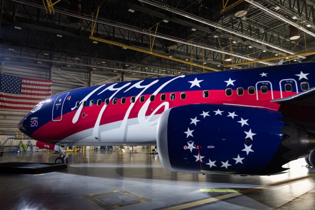 SOuthwest Airlines America 250 airline livery