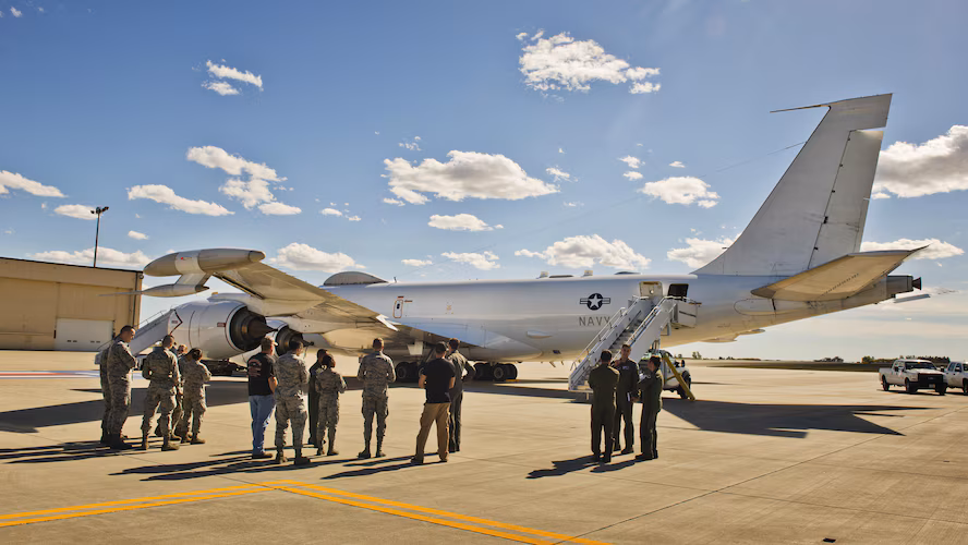 Members of Team Minot look at a U.S. Navy E6-B Mercury during a tour at Minot Air Force Base, N.D., Sept 19, 2016. 