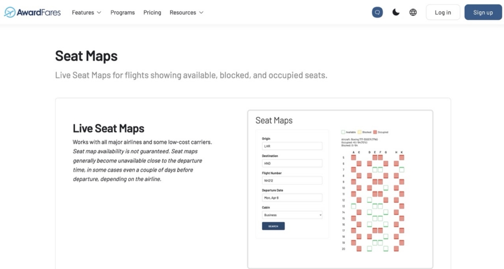 AwardFares seat map