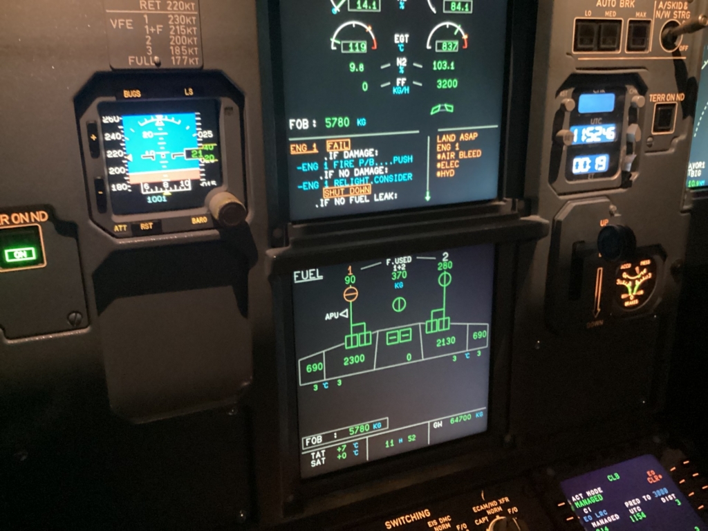 Engine failure on A320 simulator