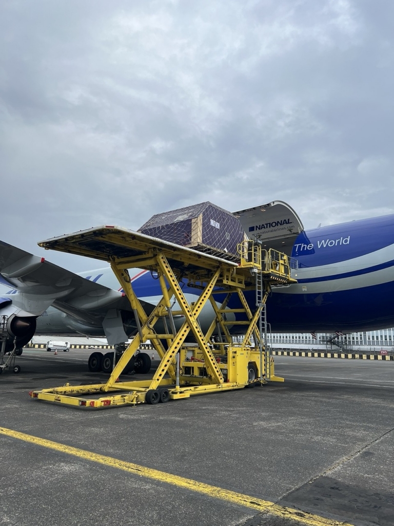 National Airlines AOG cargo loading on B777F