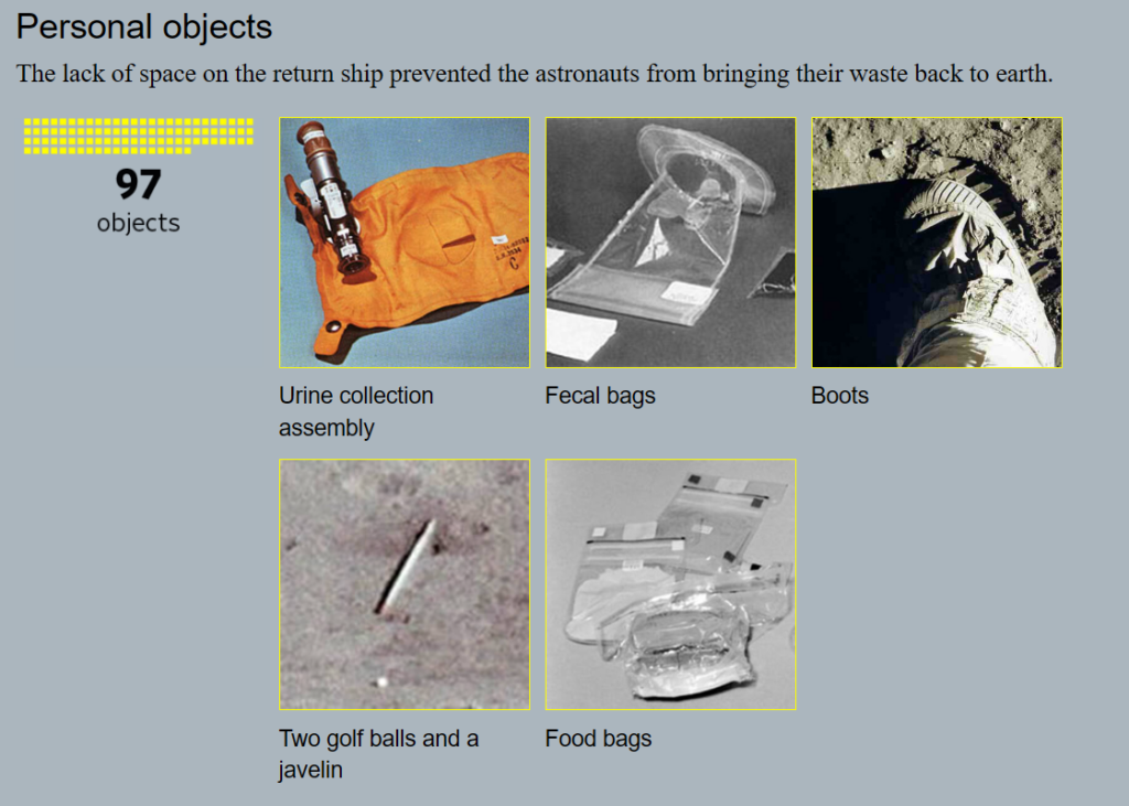 Personal objects left on Moon's surface