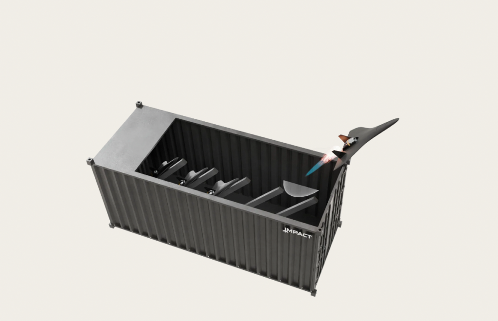 Impact Drones Sable drone launching from a container