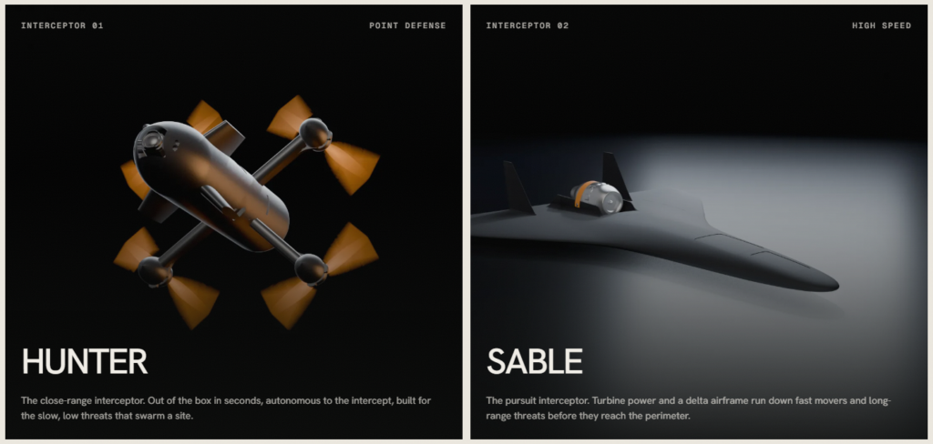 Impact drones interceptors sable and hunter