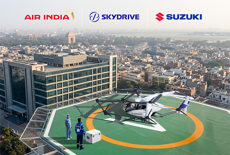 Representative image rendering of medical air logistics utilizing eVTOL aircraft in India