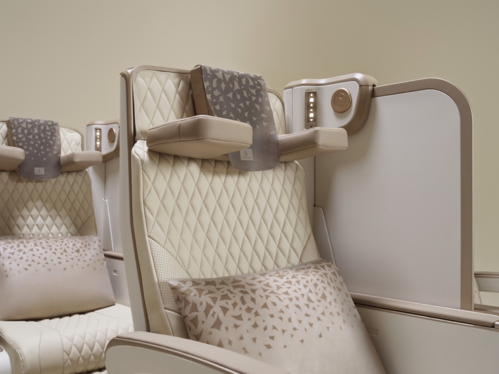 Emirates new A350 premium economy privacy divider