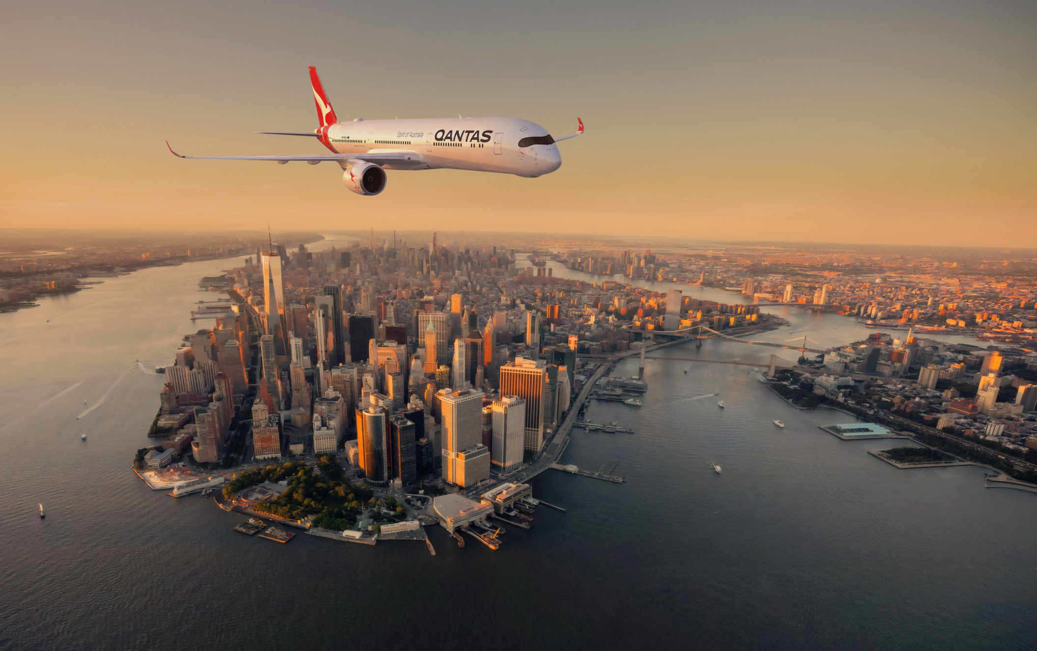 A350-1000ULR from Qantas over New York