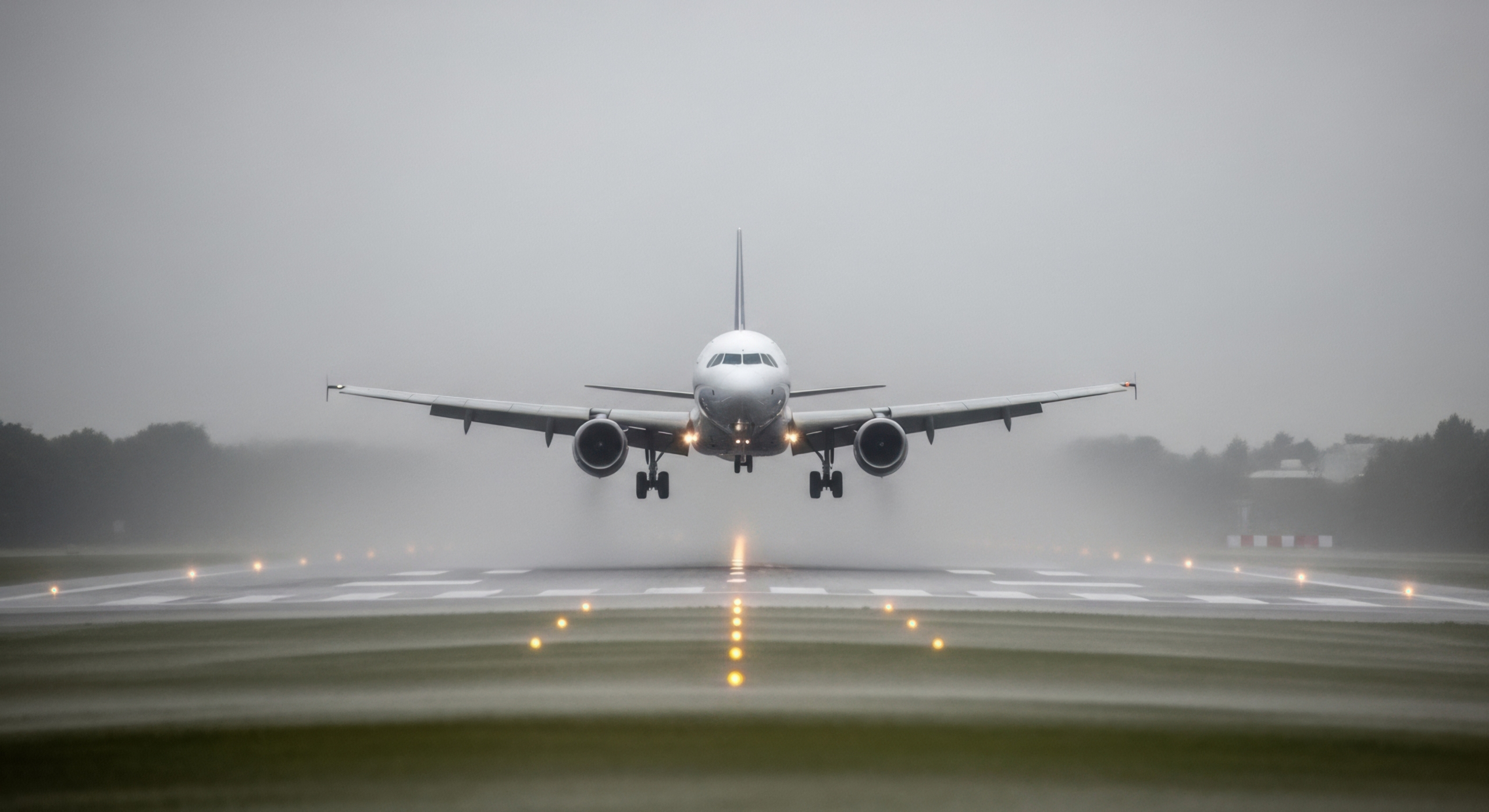 A320 landing in rain