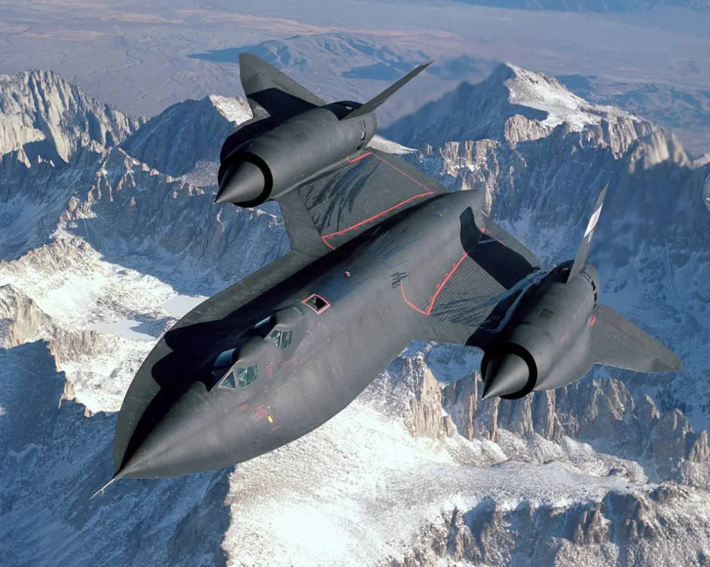 NASA SR-71 Blackbird over mountains