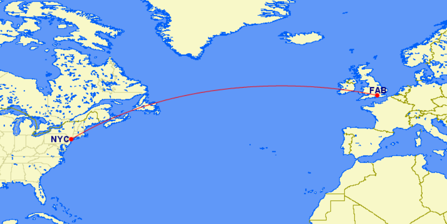 Route NYC to Farnborough