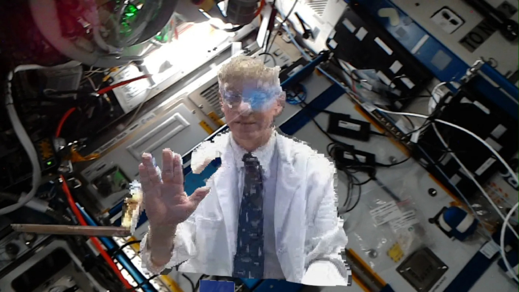 Dr. Fernando De La Peña Llaca and the Aexa and NASA team during the historic ISS holoportation experiment, alongside Aexa's HoloConnect AI platform