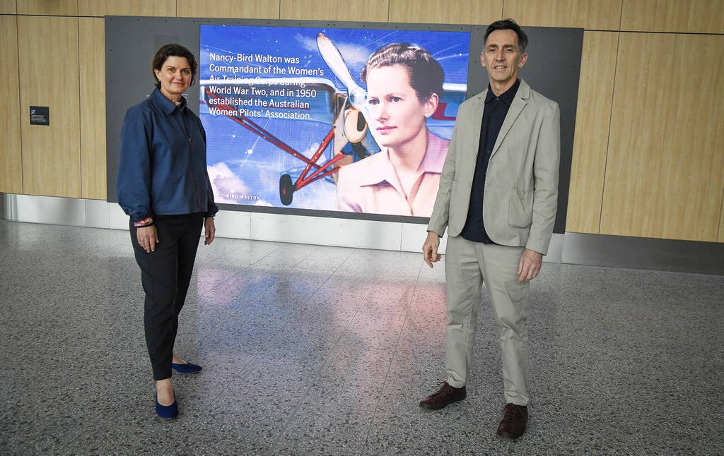 Nancy-Bird Walton display at Western Sydney Airport