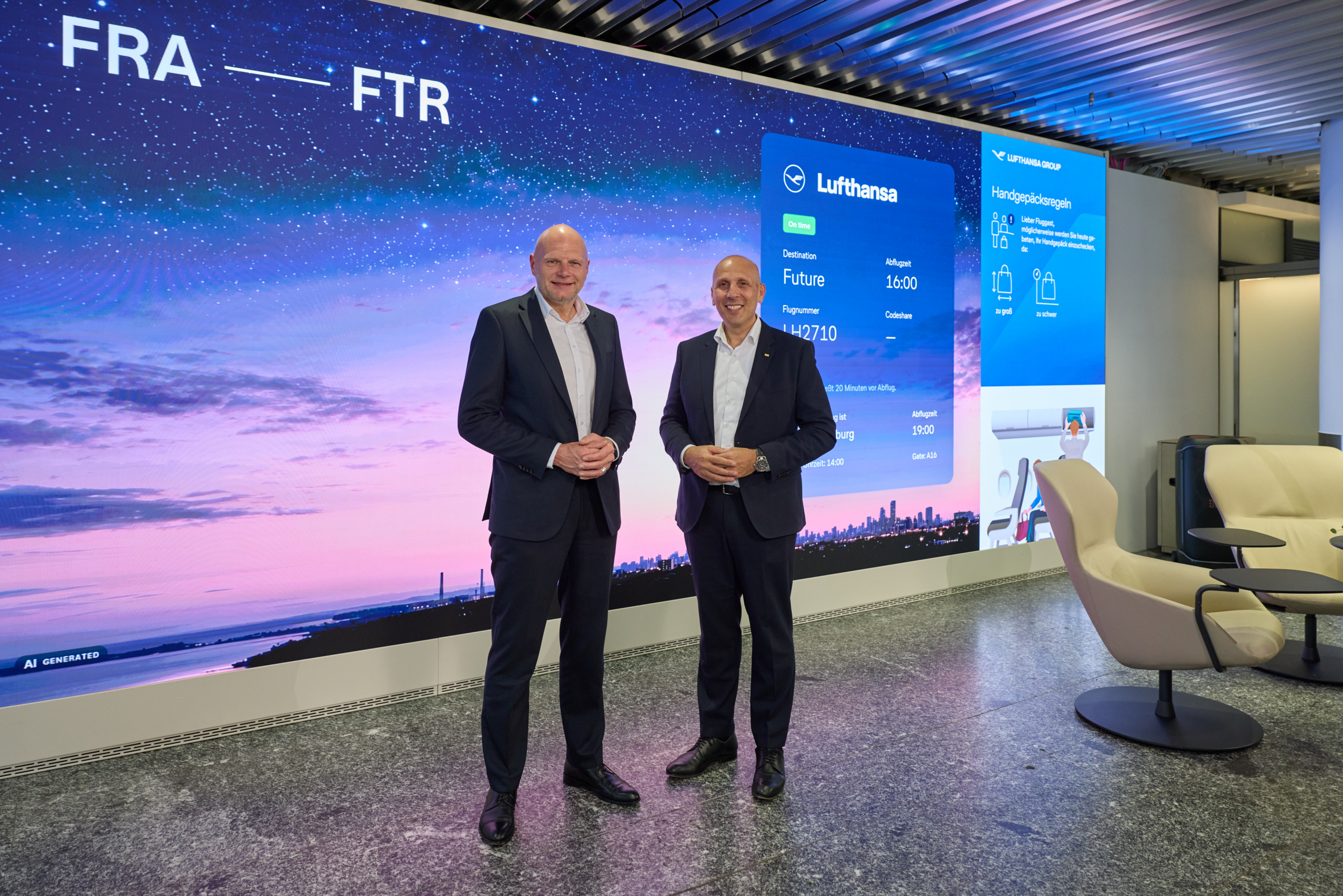 Dietmar Focke, Chief Operating Officer of Fraport AG and Francesco Sciortino, Board Member Lufthansa Airlines and Hub Manager Frankfurt