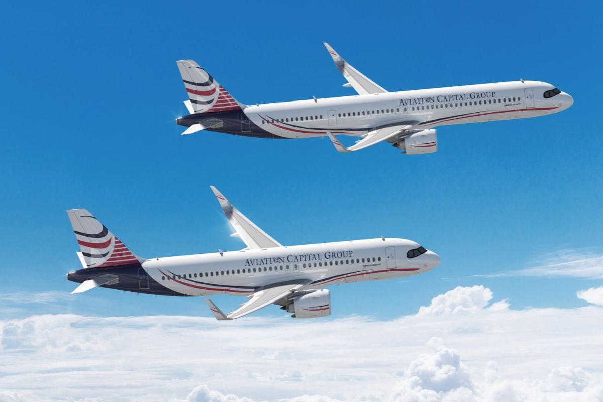 Two Aviation Capital Group Airbus A320neo jets flying