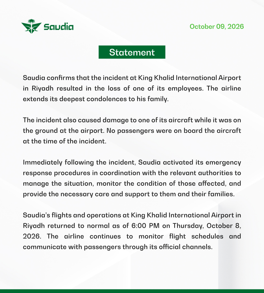 Saudia aircraft destroyed at Riyadh Airport