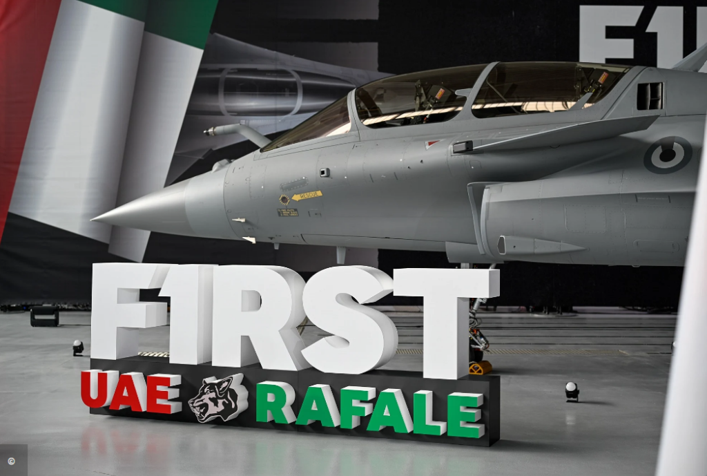 Dassault Aviation presents the UAE’s first F4-standard Rafale fighter jet during an official ceremony on 29 January 2025.