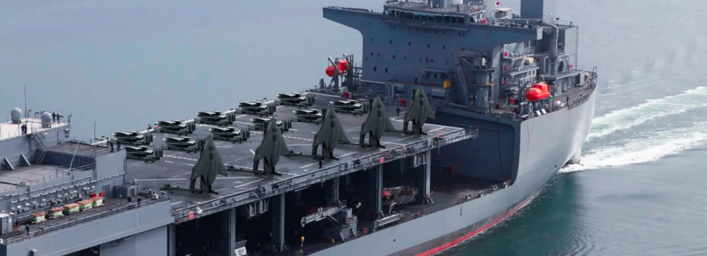 Rendering of Shield AI X-BAT on warship