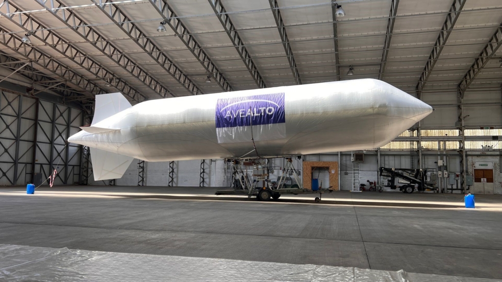 Avealto 17 metre prototype airship in the hangar