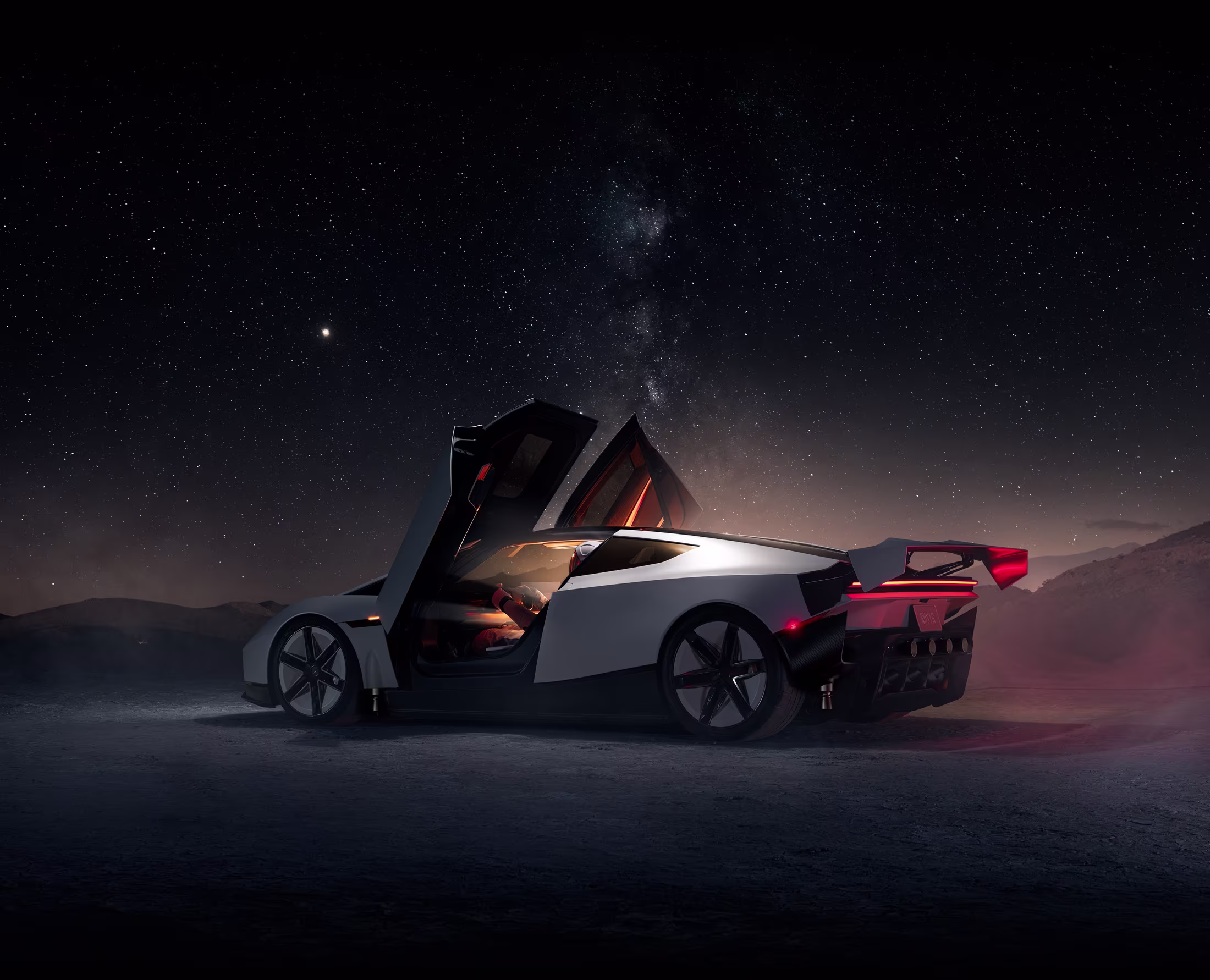 Tesla Rocket Roadster with doors open