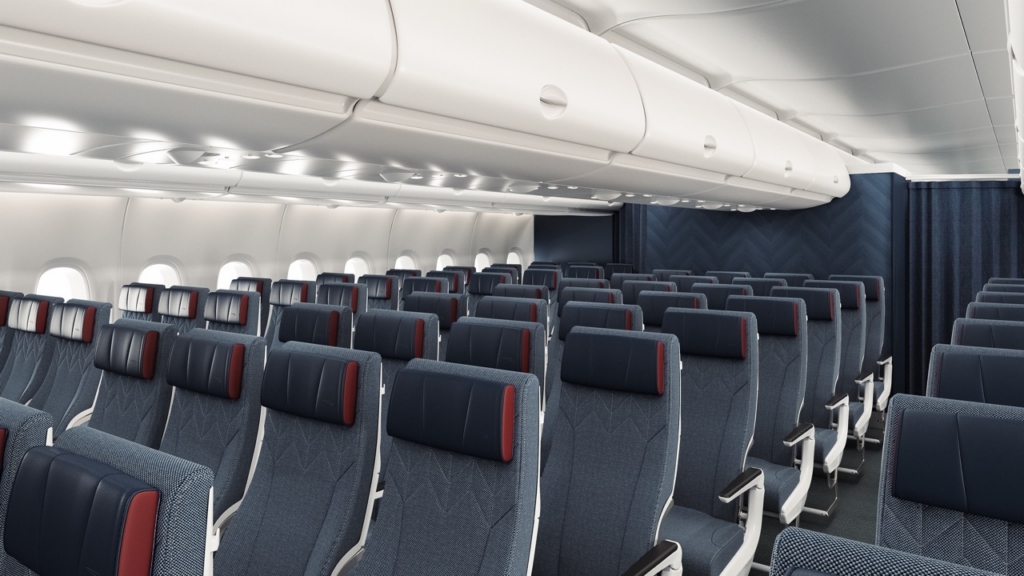 British Airways World Traveller cabin on A380