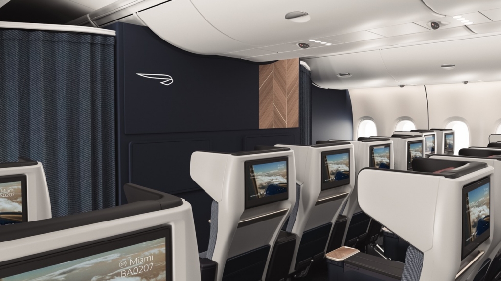 British Airways World Traveller Plus cabin on A380